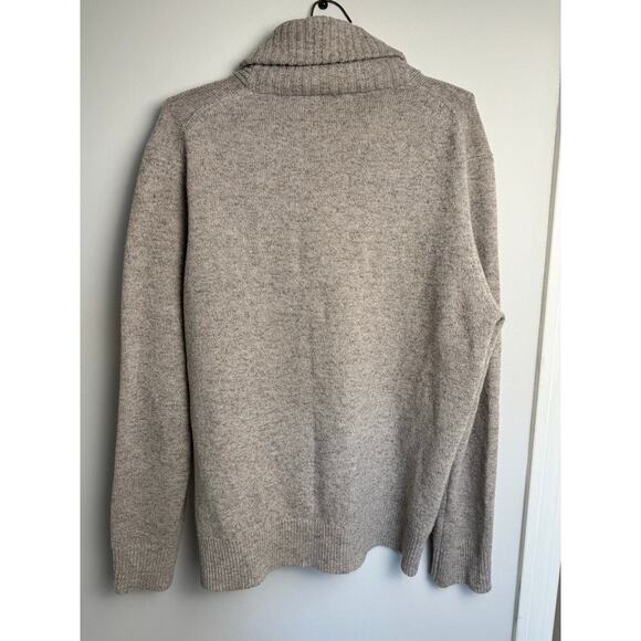 J. Crew Sweater Lambswool Beige Shawl Collar Two Button Pullover Mens Size M - Picture 3 of 9